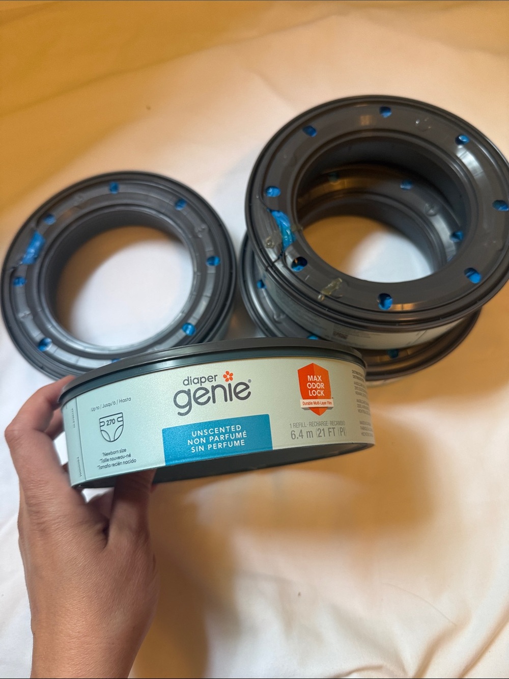 Diaper Genie Unscented Refill Cartridges - Light Blue New Unopened